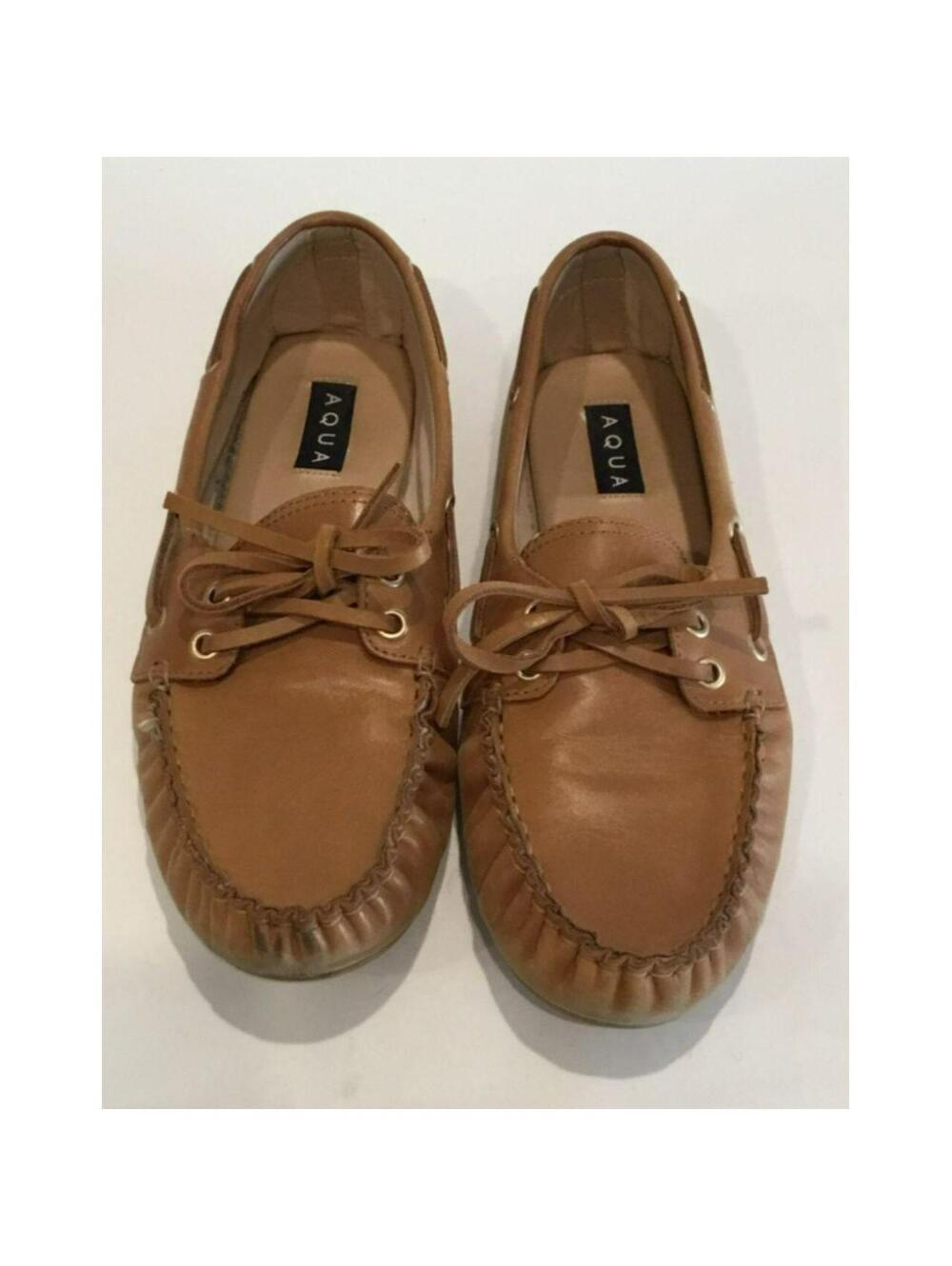 Aqua Brown / Tan Slip On Leather Boat Shoes  / Moccasins / Loafers Women's S 10